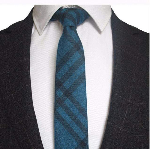 Blue Tartan Wool Skinny Tie Australia
