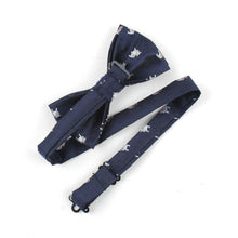 Load image into Gallery viewer, Navy Blue Bulldog Pattern Bow Tie Bow Ties JayKirbyTies 