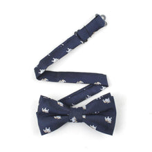 Load image into Gallery viewer, Navy Blue Bulldog Pattern Bow Tie Bow Ties JayKirbyTies 