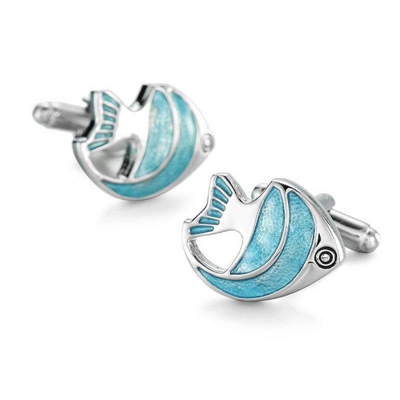 Aqua/Turquoise Fish Cufflinks Cufflinks JayKirbyTies 