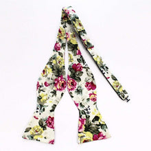 Load image into Gallery viewer, Beige Floral Bow Tie Bow Ties JayKirbyTies 