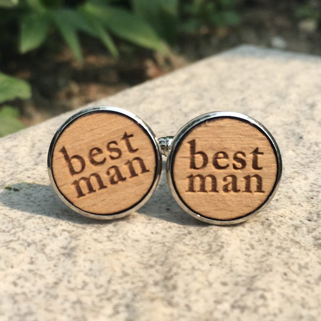 Best Man Engraved Wood Cufflinks Cufflinks JayKirbyTies 