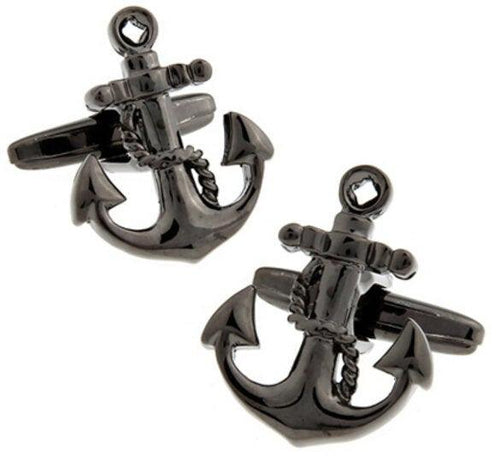 Black Anchor Cufflinks Cufflinks JayKirbyTies 