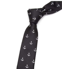 Load image into Gallery viewer, Black Anchor Skinny Tie Neckties JayKirbyTies 