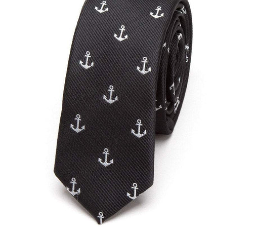 Black Anchor Skinny Tie Neckties JayKirbyTies 