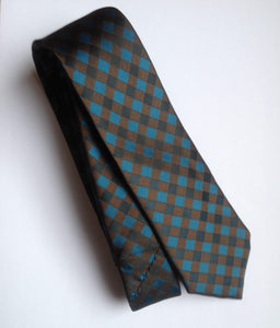 Black & Blue Checkered Skinny Tie Neckties JayKirbyTies 