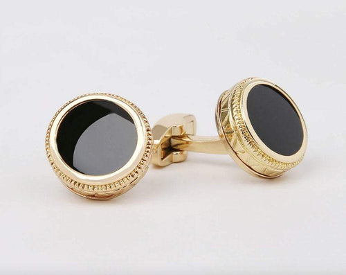 Black & Gold Circle Cufflinks Australia