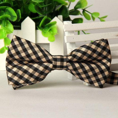 Black & Gold Gingham Plaid Tartan Bow Tie Bow Ties JayKirbyTies 