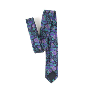 Black & Purple Floral Skinny Tie Neckties JayKirbyTies 
