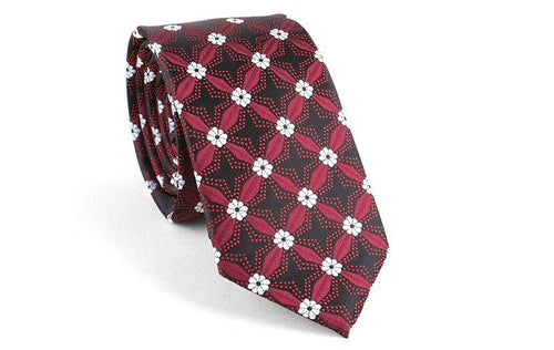 Black & Red Floral Tie Neckties JayKirbyTies 