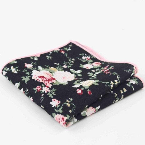 Black Rose Floral Pocket Square Pocket Squares JayKirbyTies 