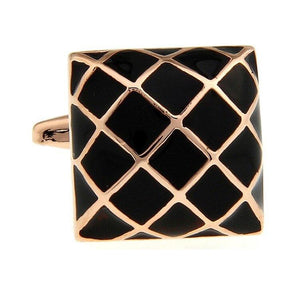Black & Rose Gold Lattice Cufflinks Cufflinks JayKirbyTies 