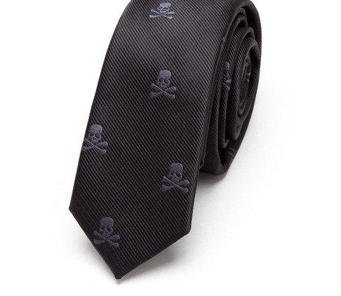 Black Skull & Crossbones Skinny Tie Neckties JayKirbyTies 