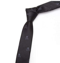 Load image into Gallery viewer, Black Skull &amp; Crossbones Skinny Tie Neckties JayKirbyTies 