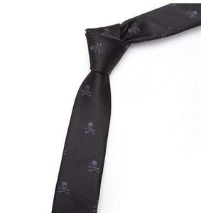 Black Skull & Crossbones Skinny Tie Neckties JayKirbyTies 