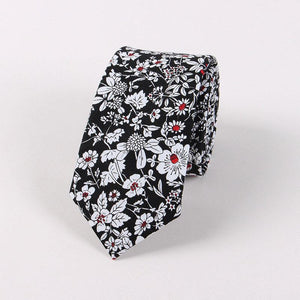 Black & White Floral Tie Neckties JayKirbyTies 