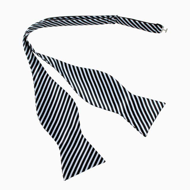 Black & White Striped Bow Tie Bow Ties JayKirbyTies 
