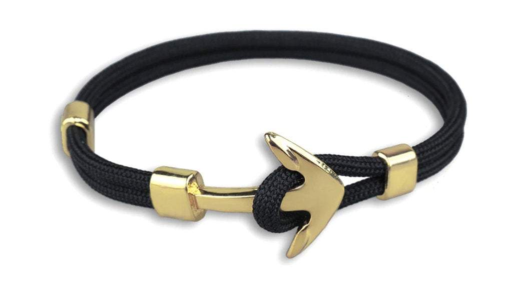 Black/Gold Men's Anchor Bracelet Australia