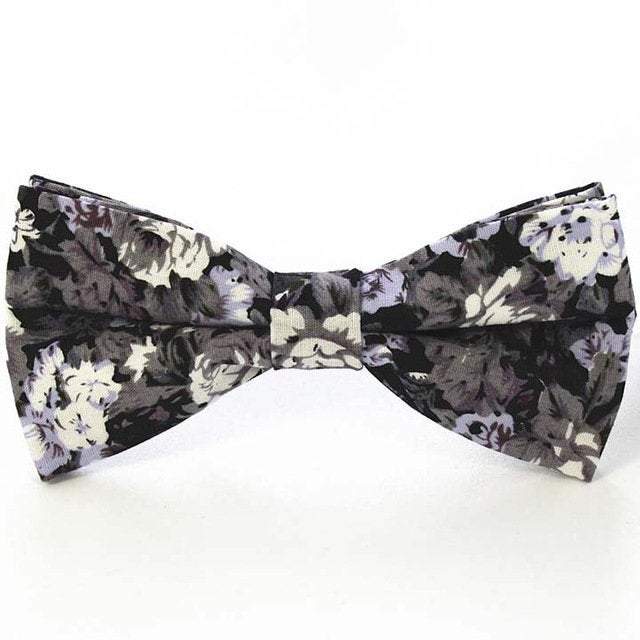 Black/Lilac Floral Bow Tie Bow Ties JayKirbyTies 