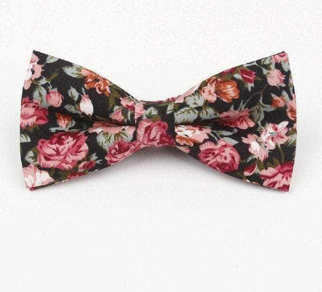Black/Pink Floral Bow Tie Bow Ties JayKirbyTies 