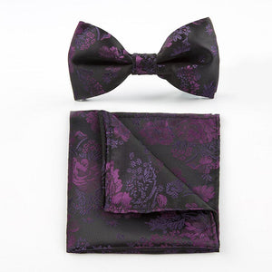 Black/Purple Bow Tie & Pocket Square Bow Tie + Square JayKirbyTies 