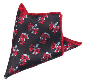 Black/Red Floral Pocket Square Pocket Squares JayKirbyTies 