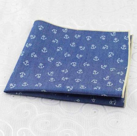 Blue Anchor Pocket Square Pocket Squares JayKirbyTies 