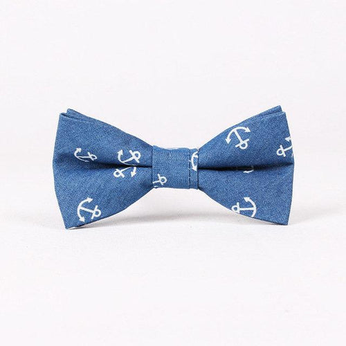 Blue Denim Anchor Bow Tie Bow Ties JayKirbyTies 