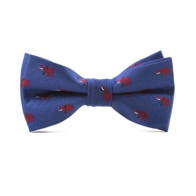 Blue Elephant Pattern Bow Tie Bow Ties JayKirbyTies 