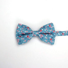 Load image into Gallery viewer, Blue Floral Cotton Bow Tie Bow Ties JayKirbyTies 