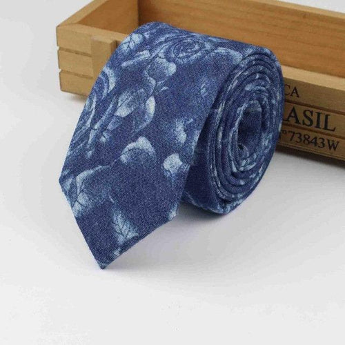 Blue Floral Rose Tie Neckties JayKirbyTies 