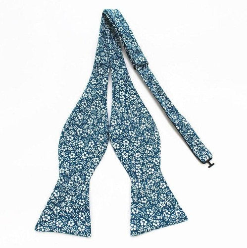 Blue Floral Self-Tie Bow Tie Bow Ties JayKirbyTies 