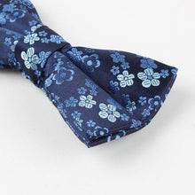 Load image into Gallery viewer, Blue Floral Silk Bow Tie Bow Ties JayKirbyTies 