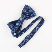 Load image into Gallery viewer, Blue Floral Silk Bow Tie Bow Ties JayKirbyTies 