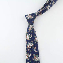 Load image into Gallery viewer, Blue Floral Skinny Tie &amp; Pocket Square Tie + Square JayKirbyTies 