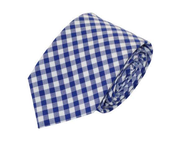 Blue Gingham Tie Neckties JayKirbyTies 