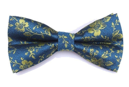 Blue & Green Floral Bow Tie Bow Ties JayKirbyTies 