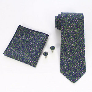 Blue Green Floral Tie, Pocket Square & Cufflinks Tie + Square JayKirbyTies 