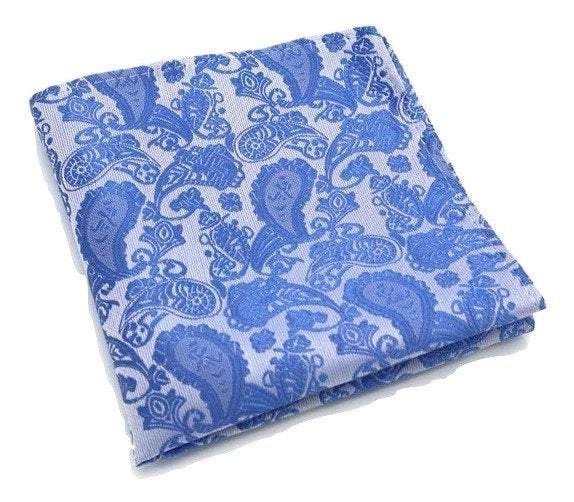 Blue Paisley Pocket Square Pocket Squares JayKirbyTies 