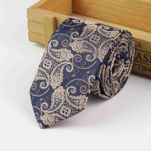 Blue Paisley Skinny Tie Neckties JayKirbyTies 