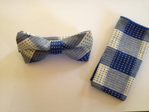 Blue Plaid Bow Tie & Pocket Square Bow Tie + Square JayKirbyTies 