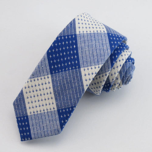 Blue Plaid Skinny Tie Neckties JayKirbyTies 