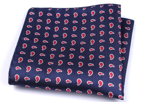 Blue & Red Paisley Pocket Square Pocket Squares JayKirbyTies 