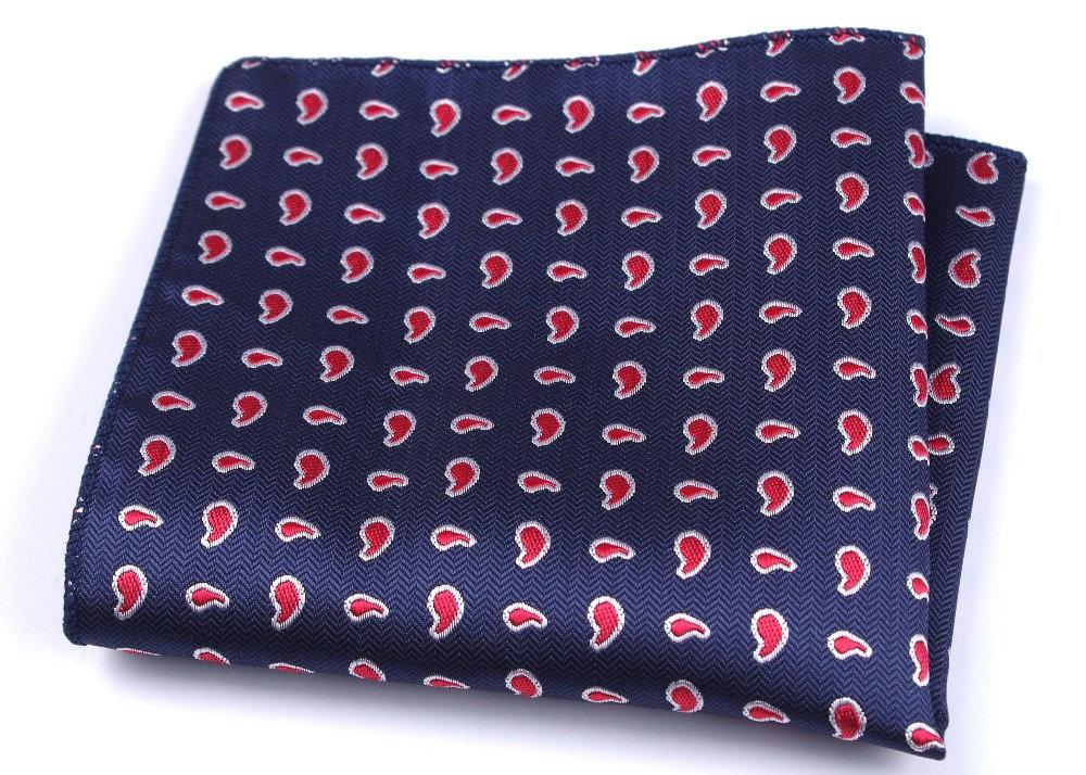 Blue & Red Paisley Pocket Square Pocket Squares JayKirbyTies 