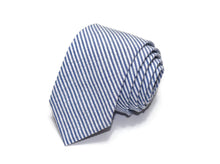 Load image into Gallery viewer, Blue Seersucker Tie Neckties JayKirbyTies 