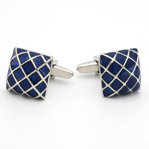 Blue & Silver Lattice Square Cufflinks Cufflinks JayKirbyTies 