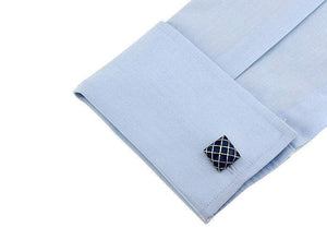 Blue & Silver Lattice Square Cufflinks Cufflinks JayKirbyTies 