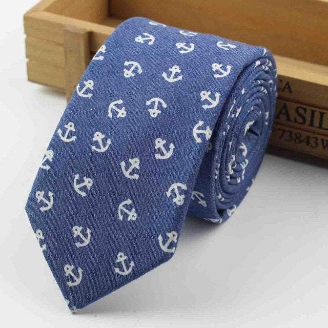 Blue Skinny Anchor Tie Neckties JayKirbyTies 