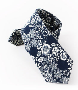 Blue Skinny Floral Tie Neckties JayKirbyTies 