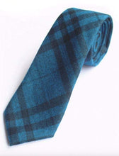 Load image into Gallery viewer, Blue Tartan Wool Skinny Tie Neckties JayKirbyTies 